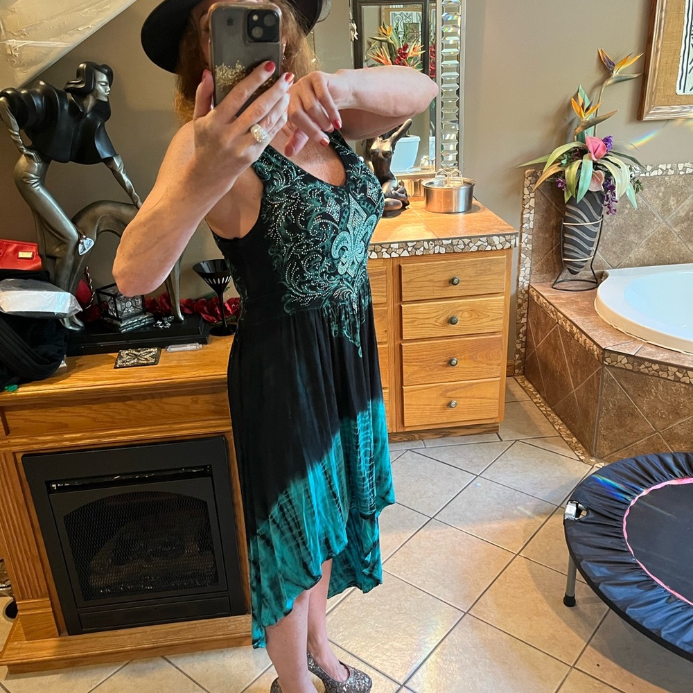 Vocal Black and Teal High-Low Dress - Picture 7 of 14